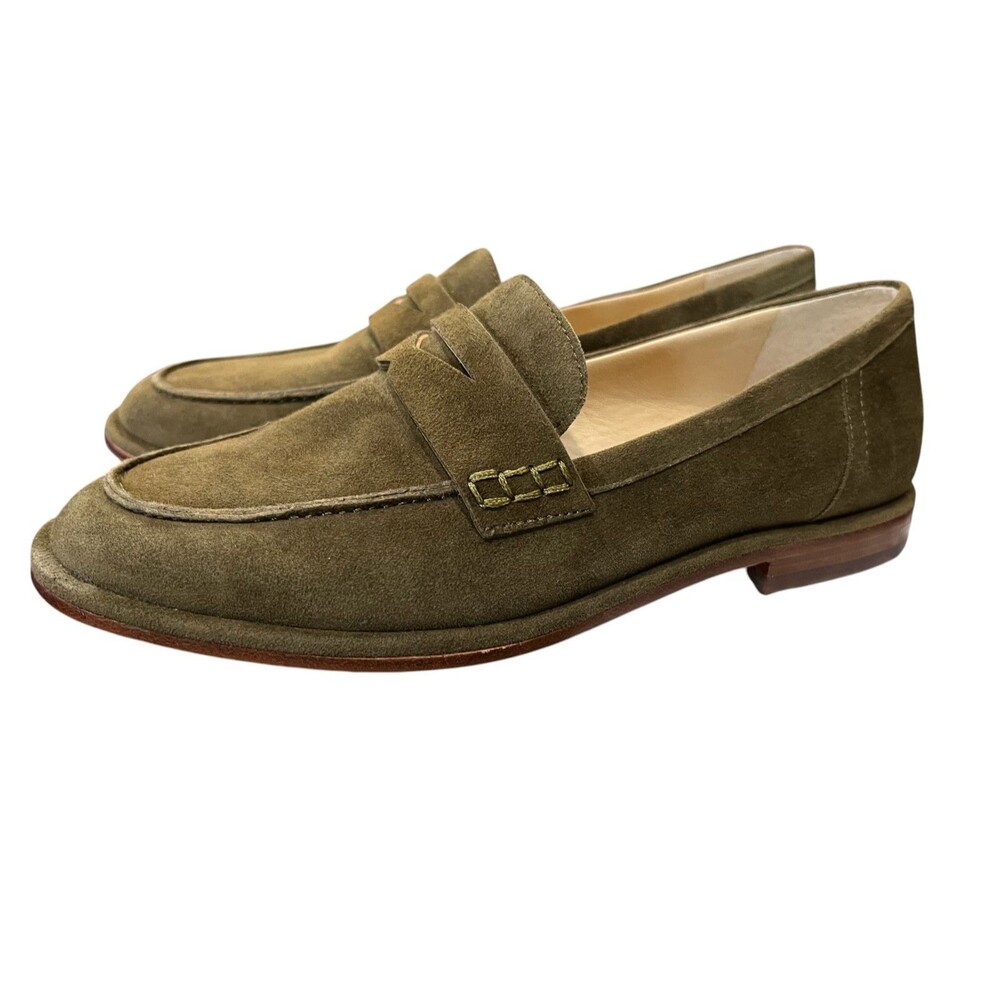 McLaughlin Women's Concetta Military Green Suede Penny Loafers  Size 7  Classic